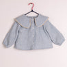 Lapel Collar Blouse Sky Blue muslin