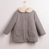 Celia Coat - Reversible  Ecru Fluffy  and grey woool